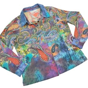 Willow Ridge Colorful Paisley Jean Jacket Cotton